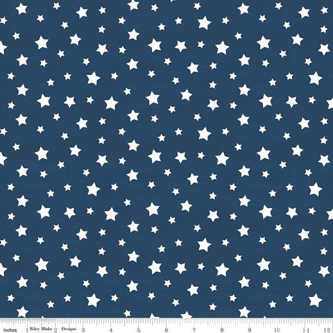 Monthly Placemats July Stars C12413 Navy - Riley Blake Designs - Patriotic Independence Day  - Quilting Cotton Fabric