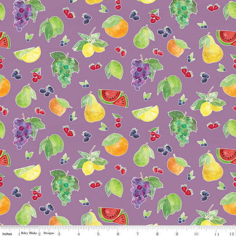 CLEARANCE Monthly Placemats August Fruit Toss C12415 Lilac - Riley Blake Designs - Berries Pears Grapes Watermelon  - Quilting Cotton Fabric