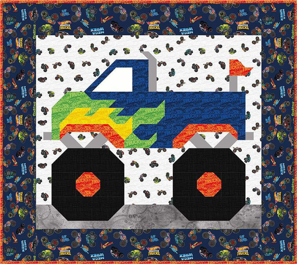 Hot Wheels Monster Truck Quilt Boxed Kit KT-12950 - Riley Blake Designs - Box Pattern Fabric - Quilting Cotton Fabric