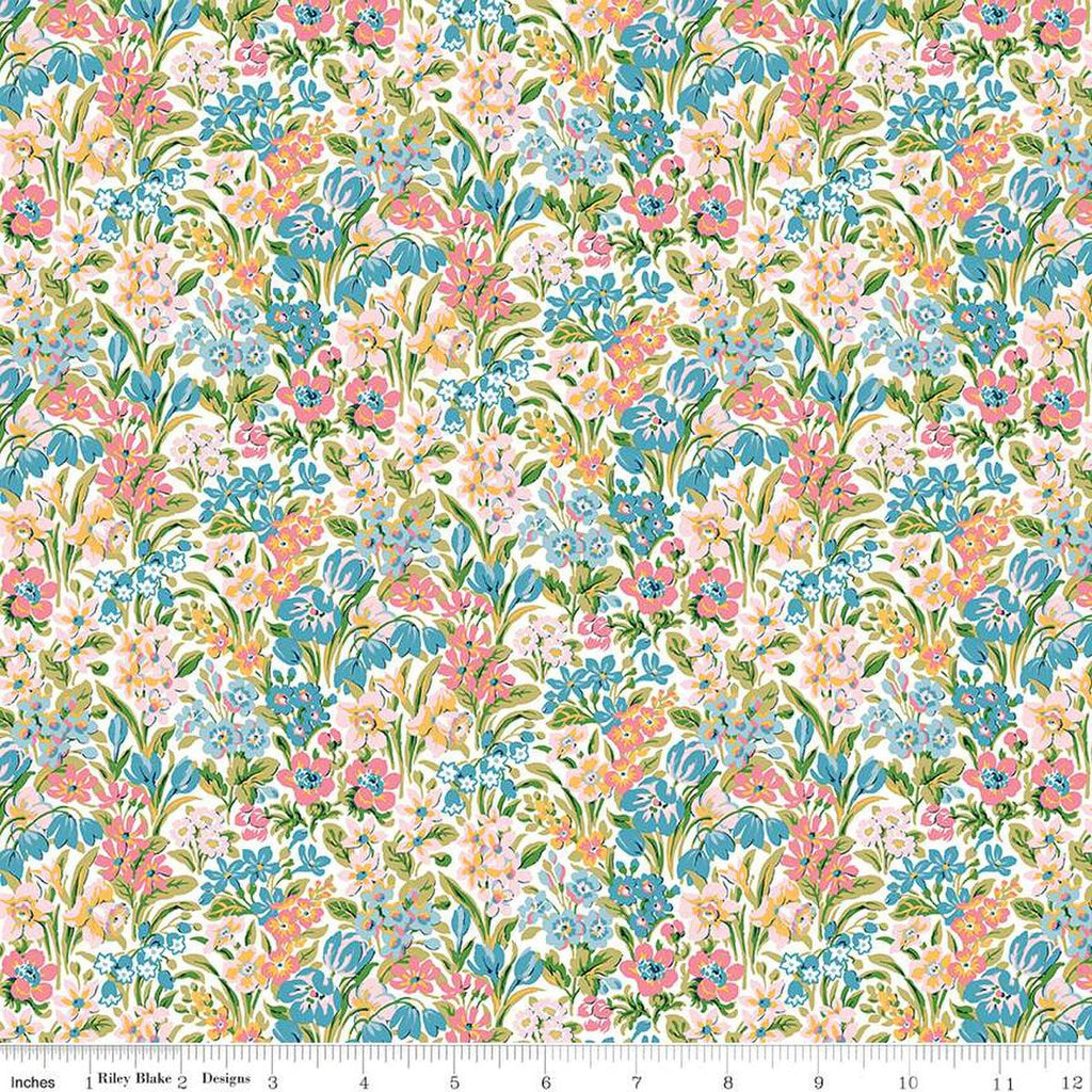SALE London Parks Kew Blooms A 01666864A - Riley Blake Designs - Floral Flowers  - Quilting Cotton Fabric