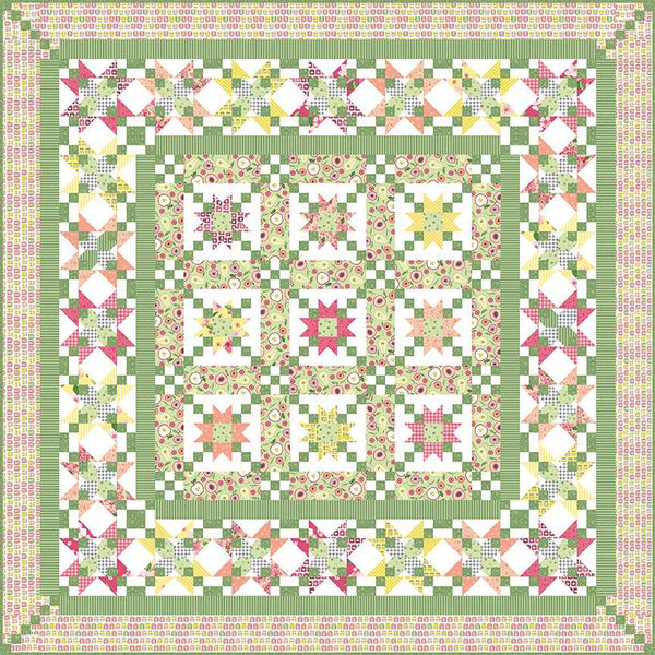 SALE Fruit Stand Quilt and Runner PATTERN P112 by Jillily Studio - Riley Blake Design - INSTRUCTIONS Only - Pieced Star Blocks