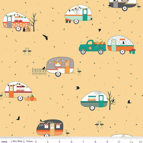 23" End of Bolt - SALE Haunted Adventure Main C13110 Beehive - Riley Blake Designs - Halloween Camping Trailers - Quilting Cotton Fabric