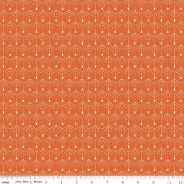 SALE Haunted Adventure Spiderwebs C13111 Autumn - Riley Blake Designs - Halloween Geometric Hexagons Spiders - Quilting Cotton Fabric