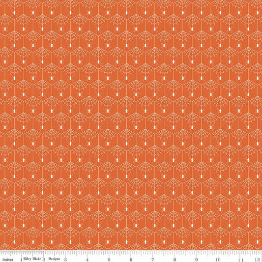 DEAL Haunted Adventure Spiderwebs C13111 Autumn - Riley Blake Designs - Halloween Geometric Hexagons Spiders - Quilting Cotton Fabric