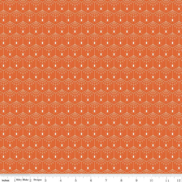 Haunted Adventure Spiderwebs C13111 Autumn - Riley Blake Designs - Halloween Geometric Hexagons Spiders - Quilting Cotton Fabric