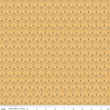 SALE Haunted Adventure Spiderwebs C13111 Harvest - Riley Blake Designs - Halloween Geometric Hexagons Spiders - Quilting Cotton Fabric