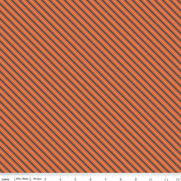 Fat Quarter End of Bolt - SALE Haunted Adventure Stripes C13116 Autumn - Riley Blake - Halloween Diagonal Stripe - Quilting Cotton Fabric