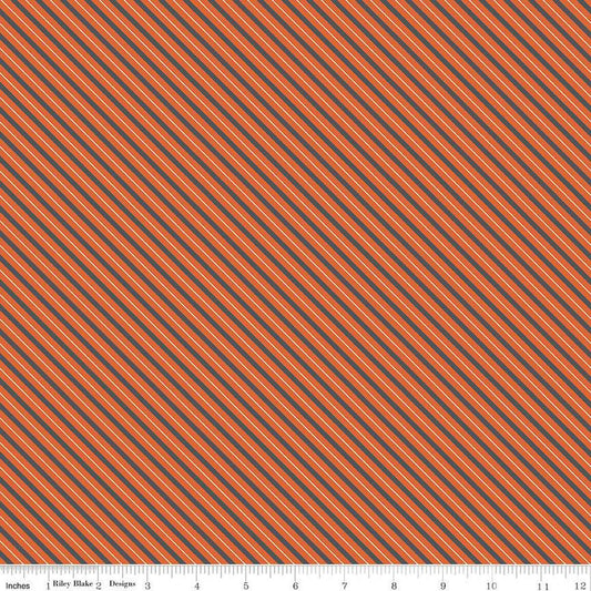 Fat Quarter End of Bolt - SALE Haunted Adventure Stripes C13116 Autumn - Riley Blake - Halloween Diagonal Stripe - Quilting Cotton Fabric