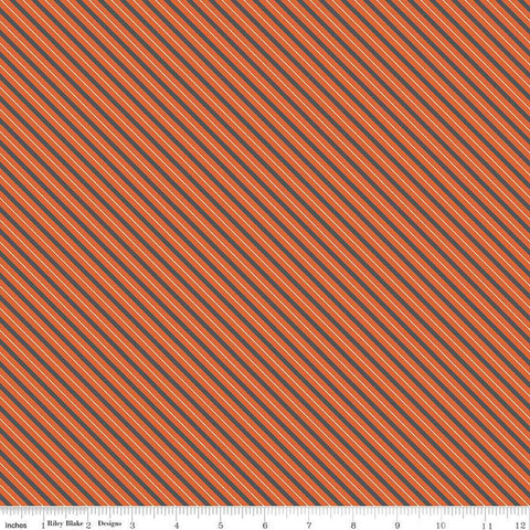 Haunted Adventure Stripes C13116 Autumn - Riley Blake Designs - Halloween Diagonal Stripe Striped - Quilting Cotton Fabric