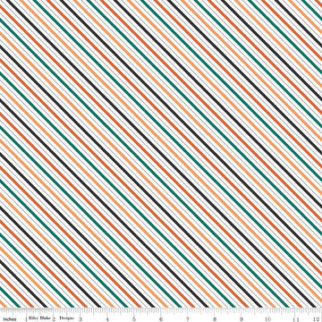 SALE Haunted Adventure Stripes C13116 Multi - Riley Blake Designs - Halloween Diagonal Stripe Striped - Quilting Cotton Fabric