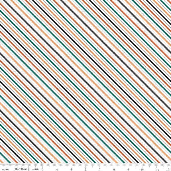 SALE Haunted Adventure Stripes C13116 Multi - Riley Blake Designs - Halloween Diagonal Stripe Striped - Quilting Cotton Fabric