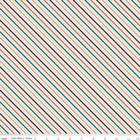 Haunted Adventure Stripes C13116 Multi - Riley Blake Designs - Halloween Diagonal Stripe Striped - Quilting Cotton Fabric