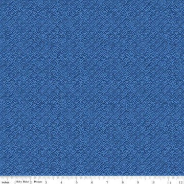 11" End of Bolt - Lost at Sea Waves C13406 Azure - Riley Blake Designs - Nautical Tone-on-Tone - Quilting Cotton Fabric