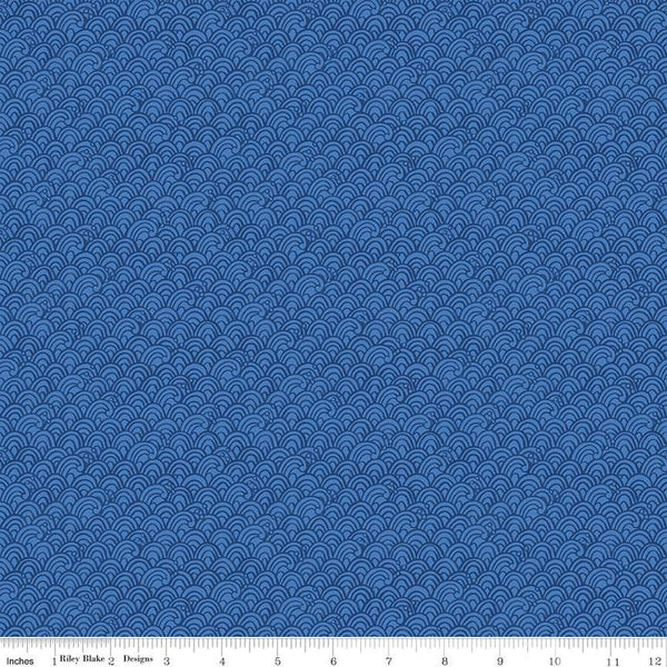 Lost at Sea Waves C13406 Azure - Riley Blake Designs - Nautical Tone-on-Tone - Quilting Cotton Fabric