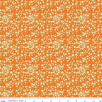 DEAL Adel in Summer Daisy C13393 Orange - Riley Blake Designs - Floral Flowers Daisies Dots - Quilting Cotton Fabric