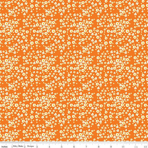 SALE Adel in Summer Daisy C13393 Orange - Riley Blake Designs - Floral Flowers Daisies Dots - Quilting Cotton Fabric