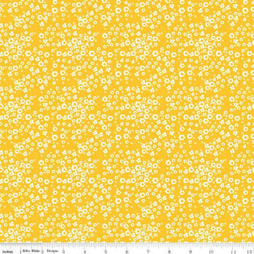 17" End of Bolt - SALE Adel in Summer Daisy C13393 Yellow - Riley Blake Designs - Floral Flowers Daisies Dots - Quilting Cotton Fabric