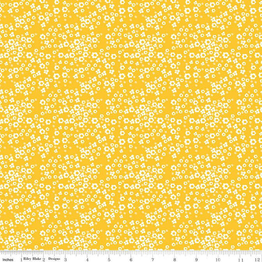 17" End of Bolt - SALE Adel in Summer Daisy C13393 Yellow - Riley Blake Designs - Floral Flowers Daisies Dots - Quilting Cotton Fabric