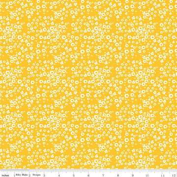 17" End of Bolt - SALE Adel in Summer Daisy C13393 Yellow - Riley Blake Designs - Floral Flowers Daisies Dots - Quilting Cotton Fabric