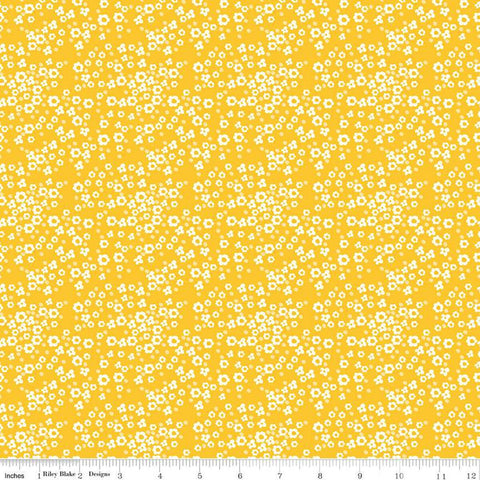 Adel in Summer Daisy C13393 Yellow - Riley Blake Designs - Floral Flowers Daisies Dots - Quilting Cotton Fabric