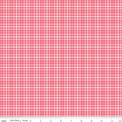 23" End of Bolt - SALE Adel in Summer Plaid C13394 Berry - Riley Blake Designs - 1/8" Check Checks - Quilting Cotton Fabric