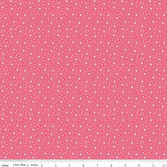 32" End of Bolt - Adel in Summer Seeds C13395 Berry - Riley Blake Designs - Dots Concentric Circles - Quilting Cotton Fabric