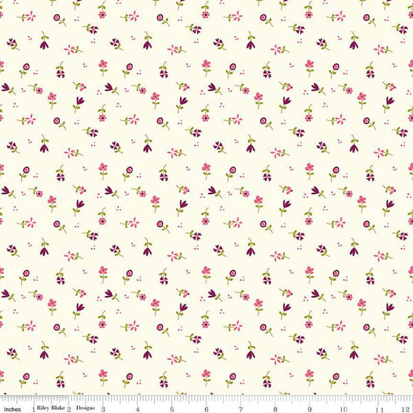 Adel in Summer Flower Toss C13396 Cream - Riley Blake Designs - Floral Flowers - Quilting Cotton Fabric