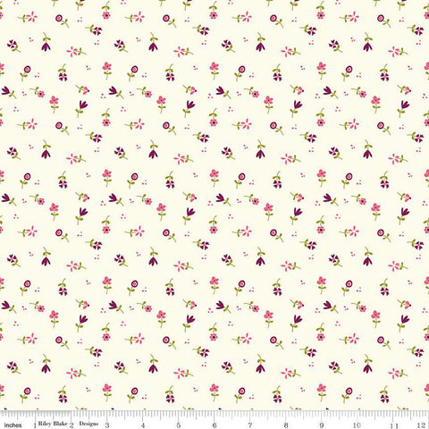 Adel in Summer Flower Toss C13396 Cream - Riley Blake Designs - Floral Flowers - Quilting Cotton Fabric