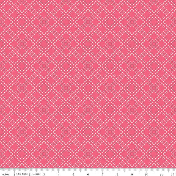 CLEARANCE Adel in Summer Grid C13397 Berry - Riley Blake Designs - Geometric - Quilting Cotton Fabric