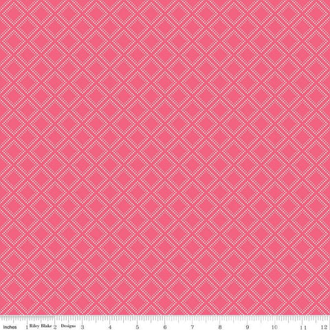 CLEARANCE Adel in Summer Grid C13397 Berry - Riley Blake Designs - Geometric - Quilting Cotton Fabric