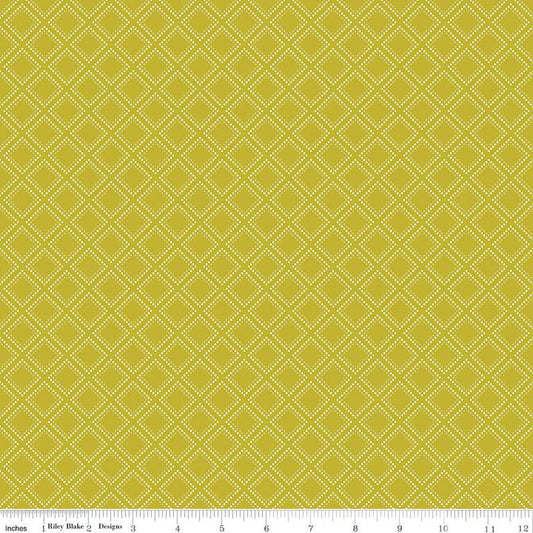 DEAL Adel in Summer Grid C13397 Pear - Riley Blake Designs - Geometric - Quilting Cotton Fabric