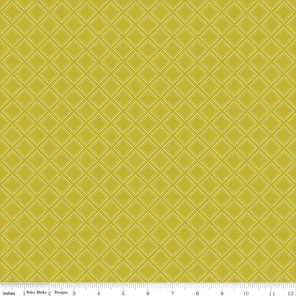 SALE Adel in Summer Grid C13397 Pear - Riley Blake Designs - Geometric - Quilting Cotton Fabric