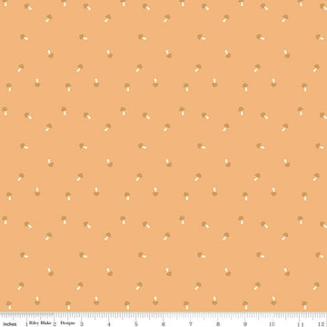 Fat Quarter End of Bolt - SALE Live, Love, Glamp Mushrooms C13505 Honey - Riley Blake Designs - Mushroom - Quilting Cotton Fabric