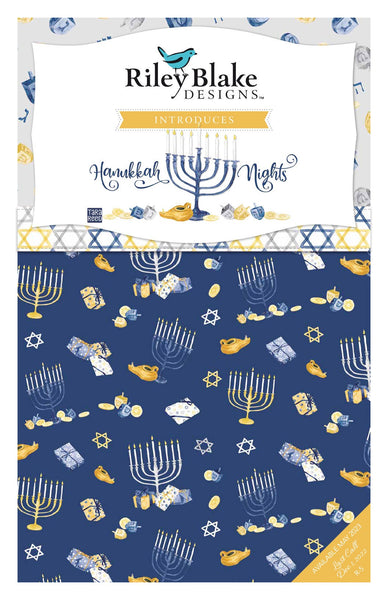 Hanukkah Nights 2.5 Inch Rolie Polie Jelly Roll 40 pieces - Riley Blake - Precut Pre cut Bundle - Quilting Cotton Fabric