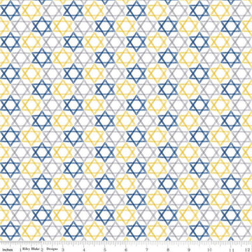 DEAL Hanukkah Nights Star of David C13432 White - Riley Blake Designs - Quilting Cotton Fabric
