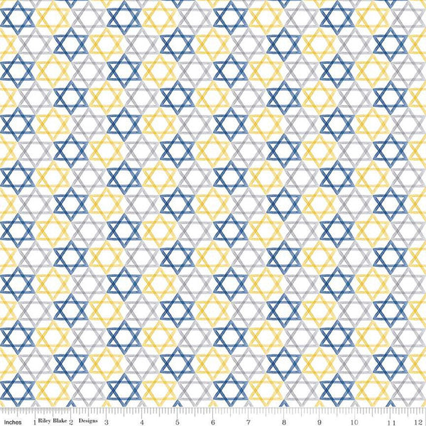 Hanukkah Nights Star of David C13432 White - Riley Blake Designs - Quilting Cotton Fabric