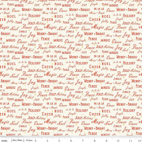 Holiday Cheer Text C13613 Cream - Riley Blake Designs - Christmas - Quilting Cotton Fabric