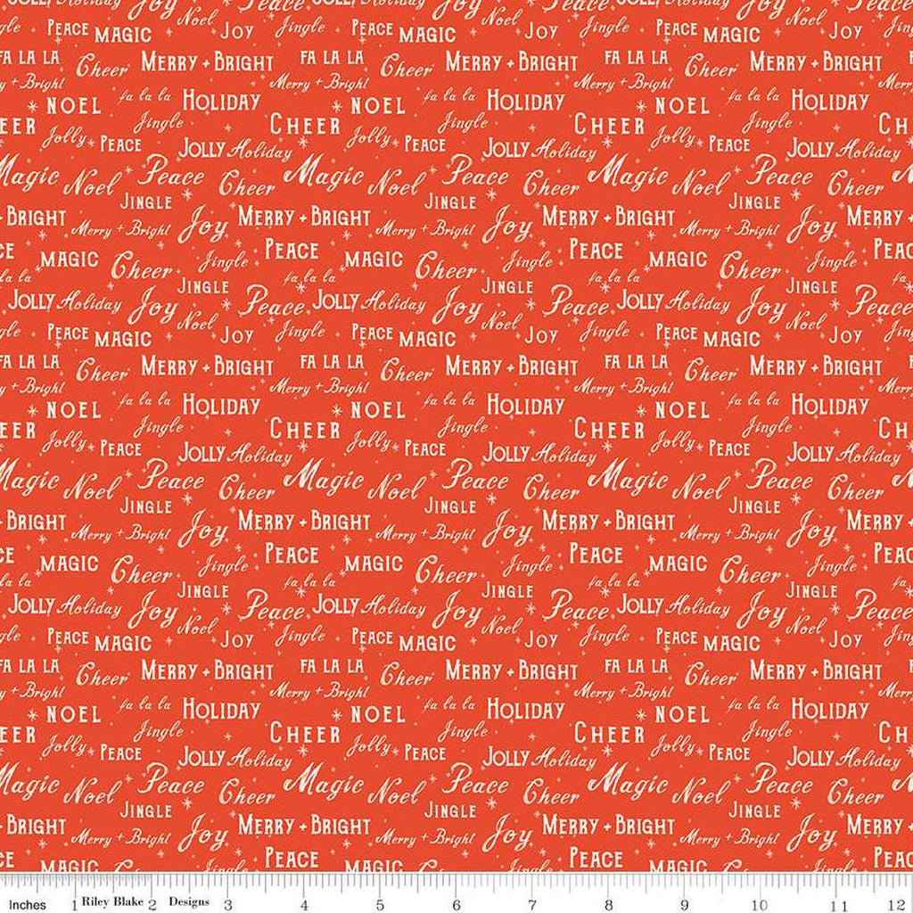 SALE Holiday Cheer Text C13613 Red - Riley Blake Designs - Christmas - Quilting Cotton Fabric
