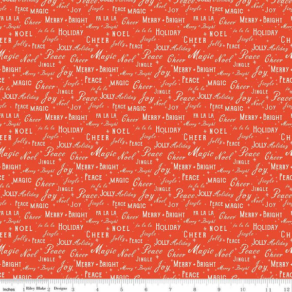 CLEARANCE Holiday Cheer Text C13613 Red - Riley Blake Designs - Christmas - Quilting Cotton Fabric