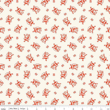 Holiday Cheer Ho Ho Santas C13615 Cream - Riley Blake Designs - Christmas Santa Claus - Quilting Cotton Fabric