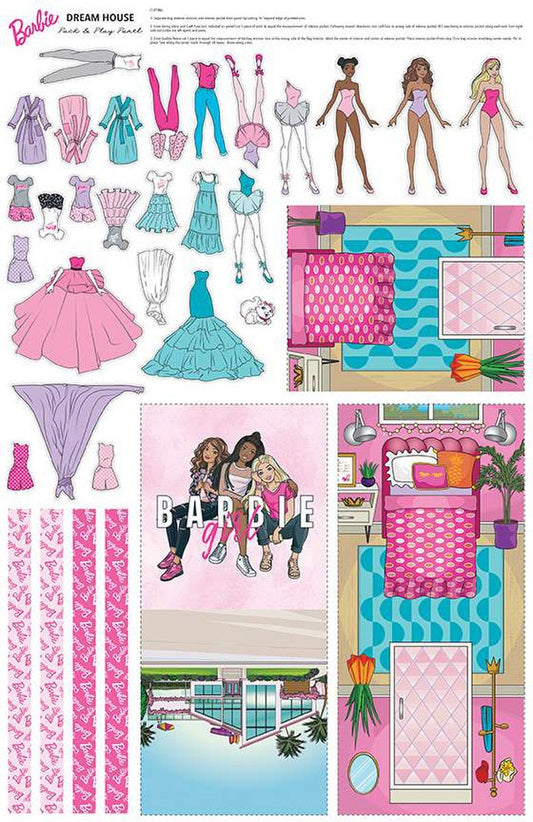 DEAL Barbie Girl Dream House Pack & Play FELT Panel FT12995 - Riley Blake - Official Licensed Product  - Polyester