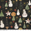 SALE Kringle Jacks and Trees C13441 Charcoal - Riley Blake Designs - Christmas Folk Art Snowmen Stars Icons - Quilting Cotton Fabric