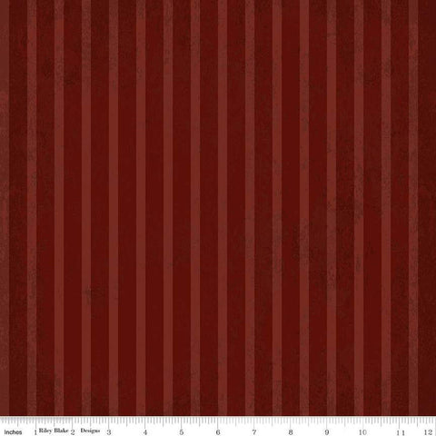 Kringle Stripes C13444 Red - Riley Blake Designs - Christmas Folk Art Textured Tone-on-Tone Stripe Striped - Quilting Cotton Fabric