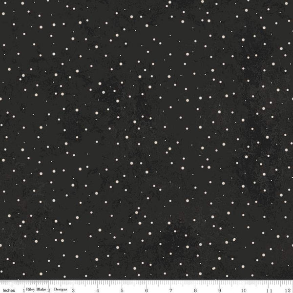 SALE Kringle Polka Dots C13445 Charcoal - Riley Blake Designs - Christmas Folk Art Fuzzy White Dots Dotted Dot - Quilting Cotton Fabric