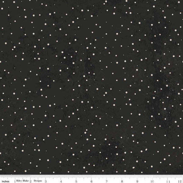 Kringle Polka Dots C13445 Charcoal - Riley Blake Designs - Christmas Folk Art Fuzzy White Dots Dotted Dot - Quilting Cotton Fabric