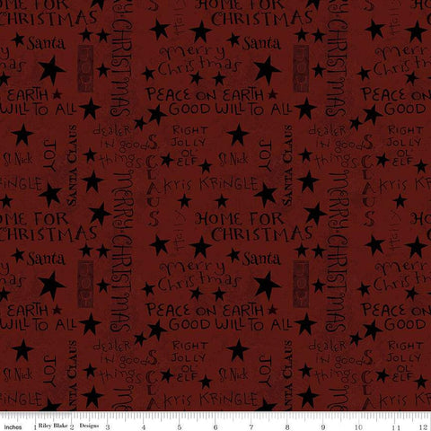 Kringle Words C13446 Red - Riley Blake Designs - Christmas Folk Art Text - Quilting Cotton Fabric