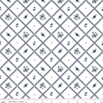 DEAL Simply Country Dot Grid C13412 White - Riley Blake Designs - Geometric Lattice Floral Flowers - Quilting Cotton Fabric