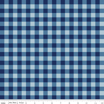 Simply Country PRINTED Gingham C13413 Navy - Riley Blake Designs - 1/2" Blue/Navy Check - Quilting Cotton Fabric