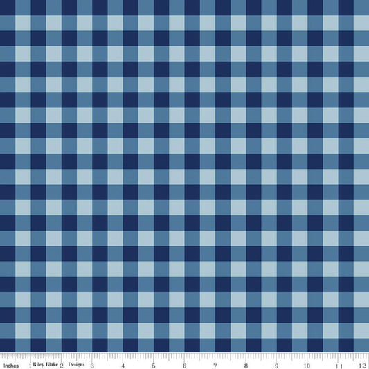Simply Country PRINTED Gingham C13413 Navy - Riley Blake Designs - 1/2" Blue/Navy Check - Quilting Cotton Fabric