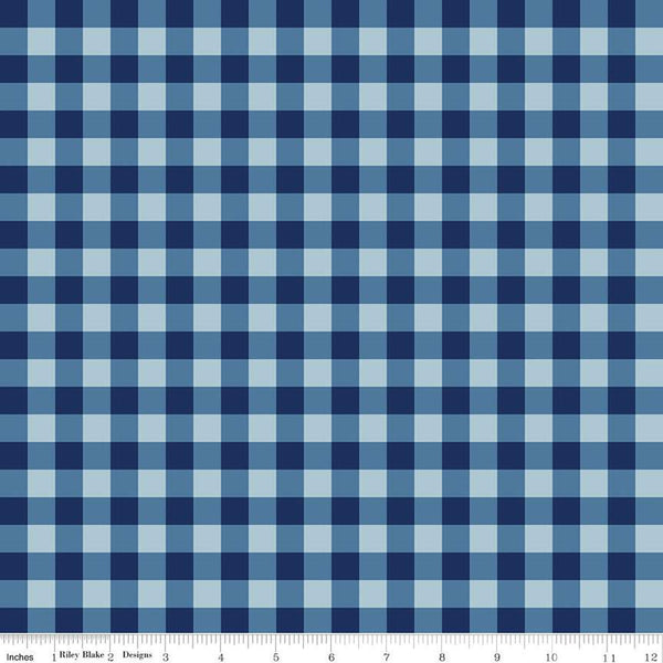 Simply Country PRINTED Gingham C13413 Navy - Riley Blake Designs - 1/2" Blue/Navy Check - Quilting Cotton Fabric